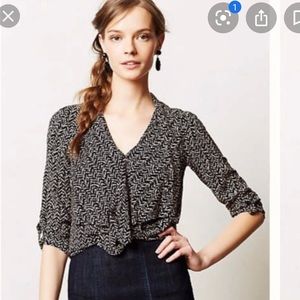 Anthropologie black and white blouse